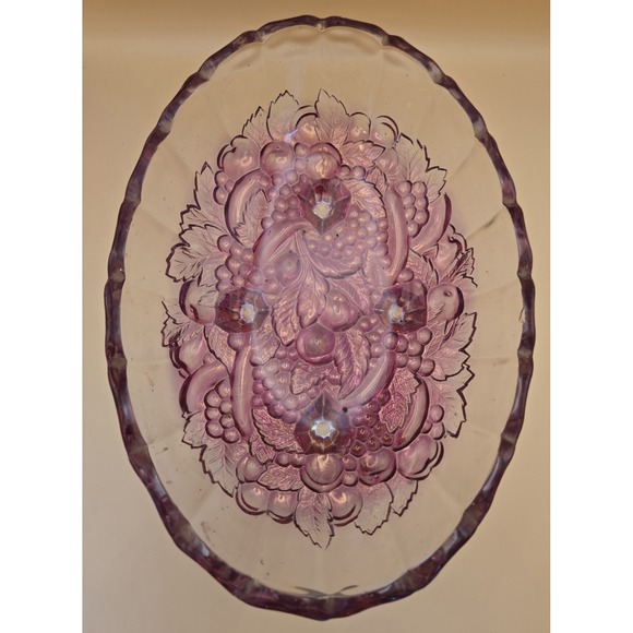 Vintage Pink Bowl 12" Indiana Glassfruit Garland Footed Oval Bowl. - Picture 9 of 16